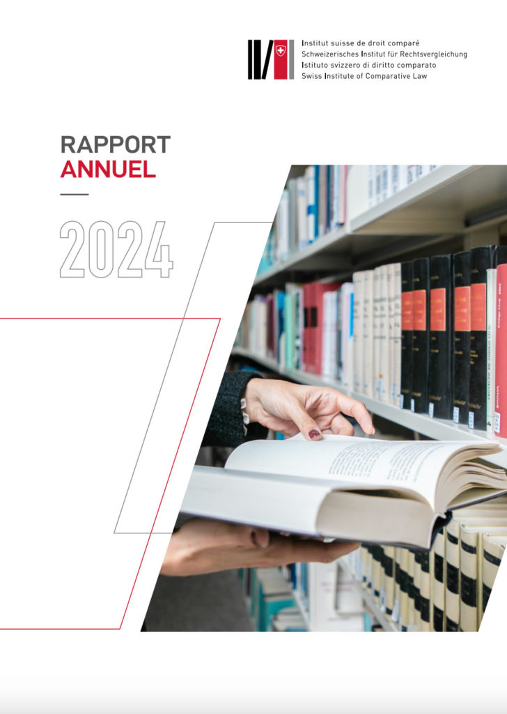Visuel du Rapport ISDC publié par l’Institut suisse de droit comparé, présentant ses activités institutionnelles